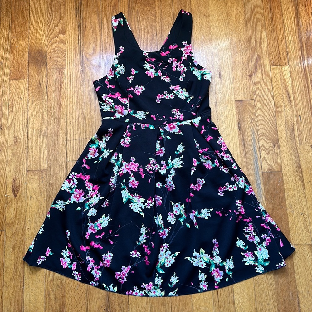 Express Open Back Floral Skater Dress